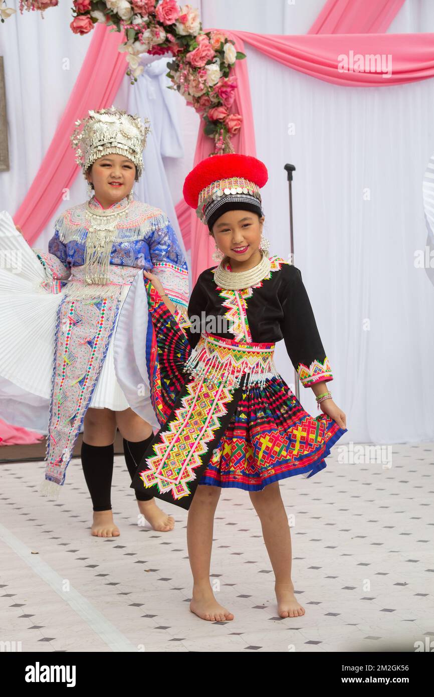 Traditional Hmong dancers at the Hmong New Year Celebration at El