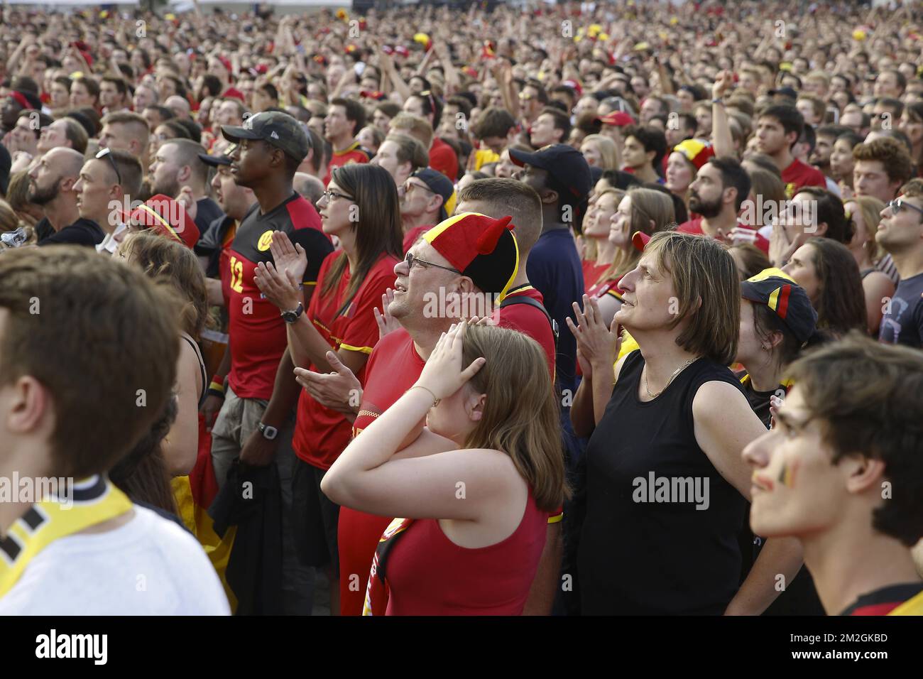 Red Devils' fans pictured during the projection on big screen of the ...