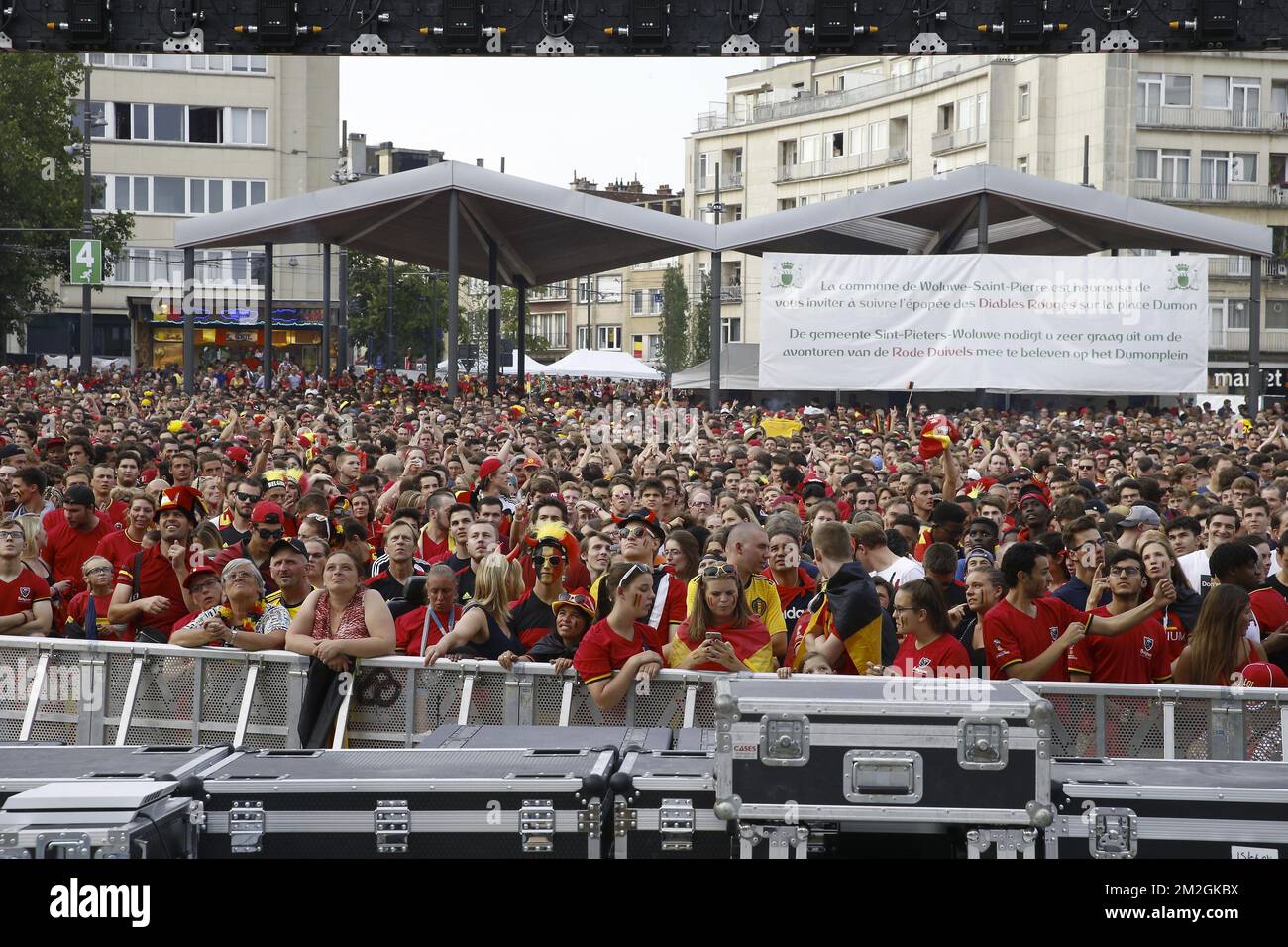 Red Devils' fans pictured during the projection on big screen of the ...