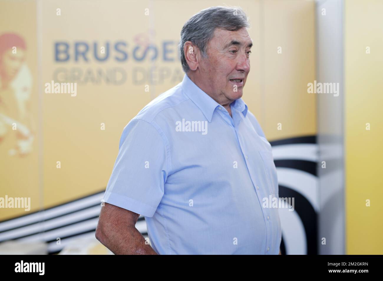 Former Belgian cyclist Eddy Merckx pictured before the start of the first stage of the 105th edition of the Tour de France cycling race, 201km from Noirmoutier-en-l'Ile to Fontenay-le-Comte, France, Saturday 07 July 2018. This year's Tour de France takes place from July 7th to July 29th. BELGA PHOTO YUZURU SUNADA Stock Photo
