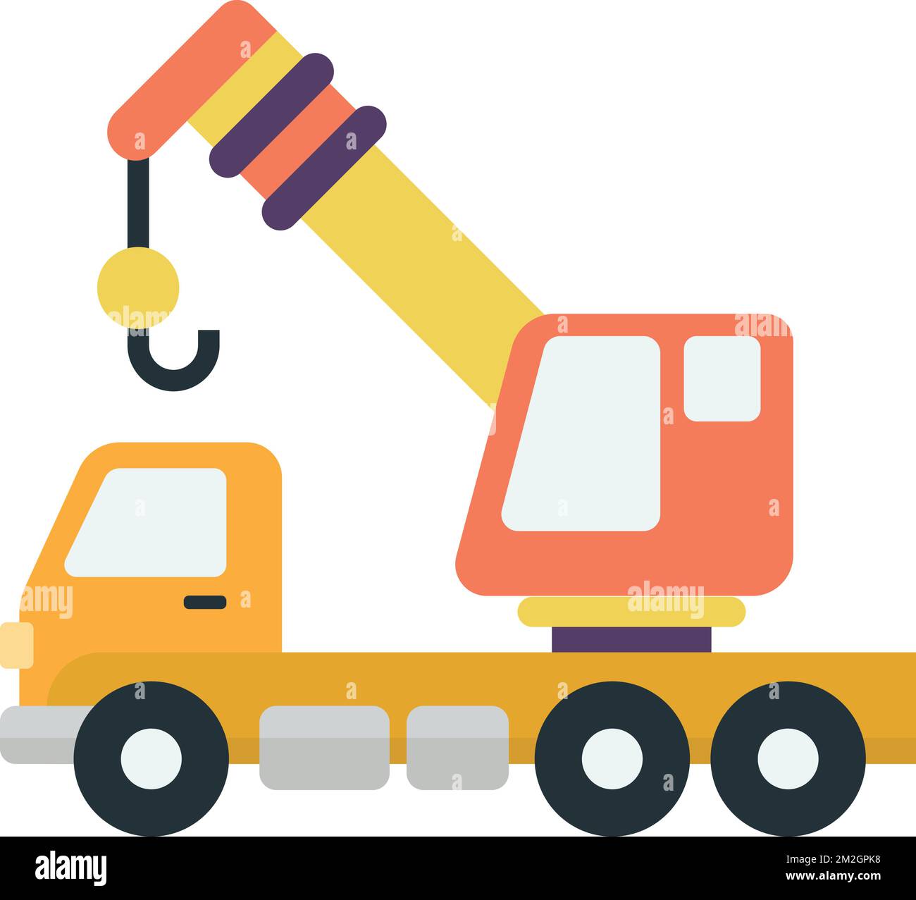 crane truck illustration in minimal style isolated on background Stock Vector