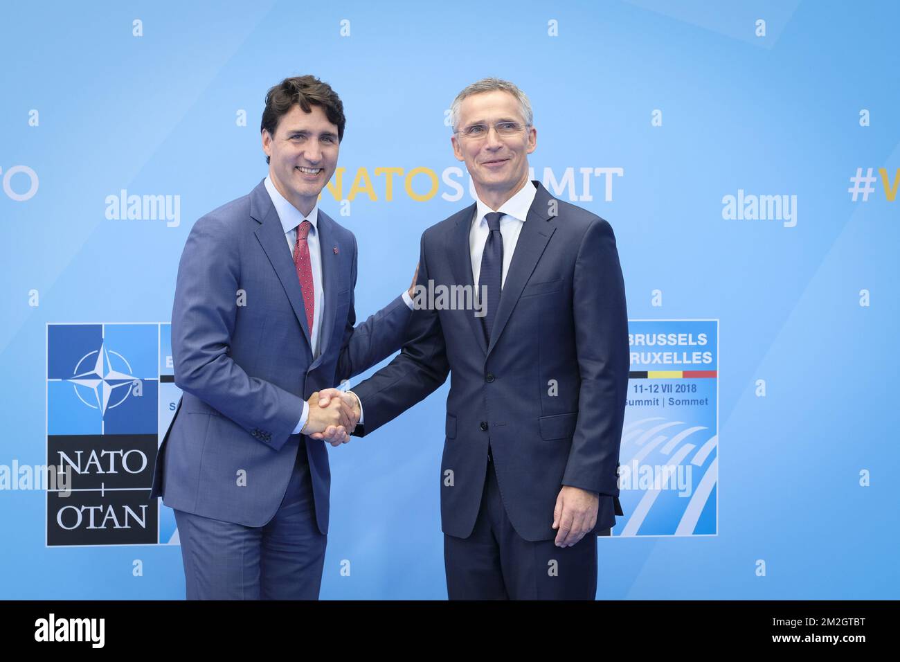 Prime Minister of Canada Justin Trudeau and NATO Secretary General Jens ...