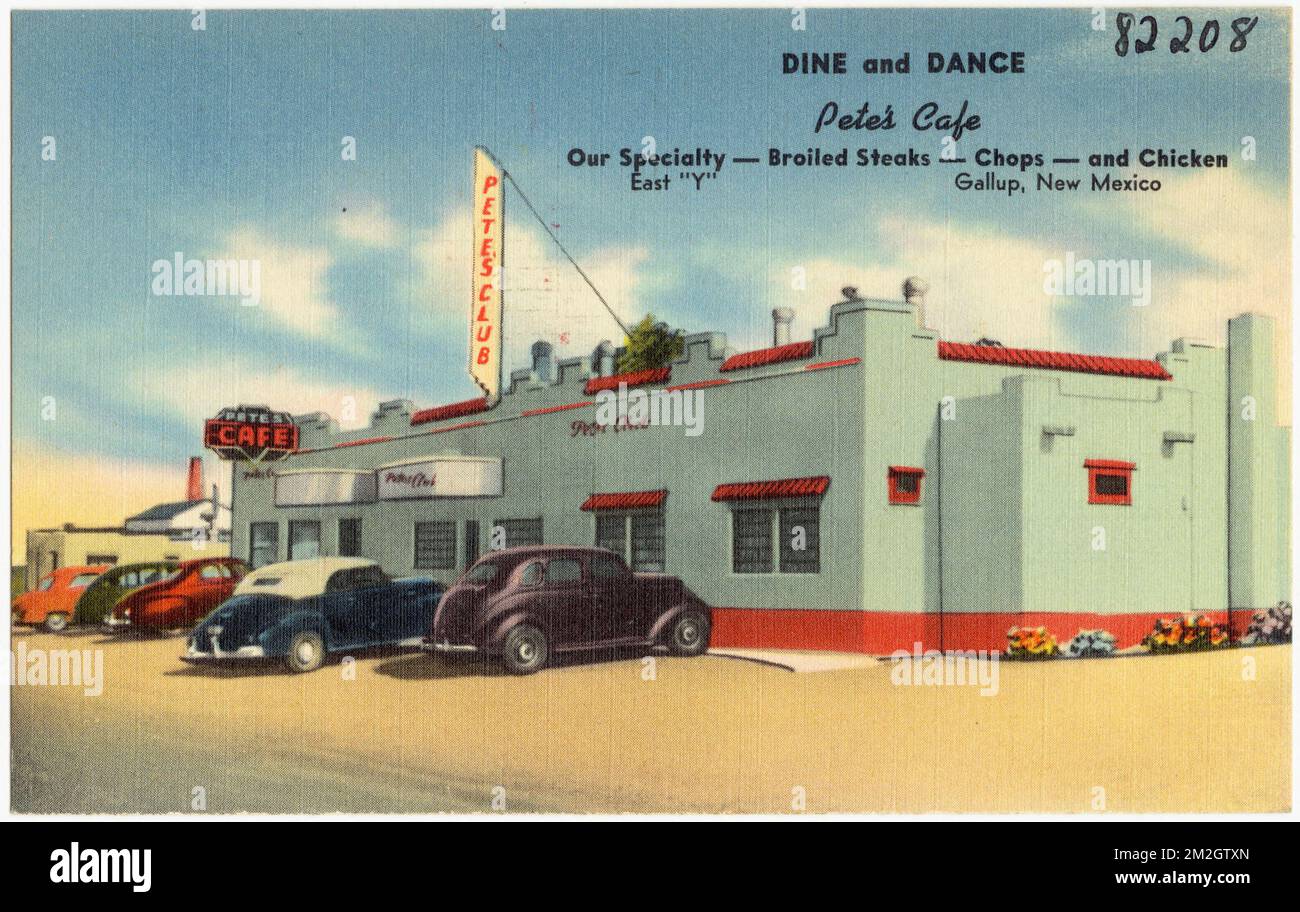 Dine and dance, Pete's Café, our specialty broiled steak chops