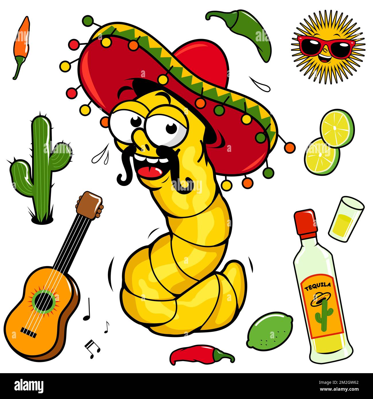 Mariachi tequila worm and Mexican collection Stock Photo Alamy