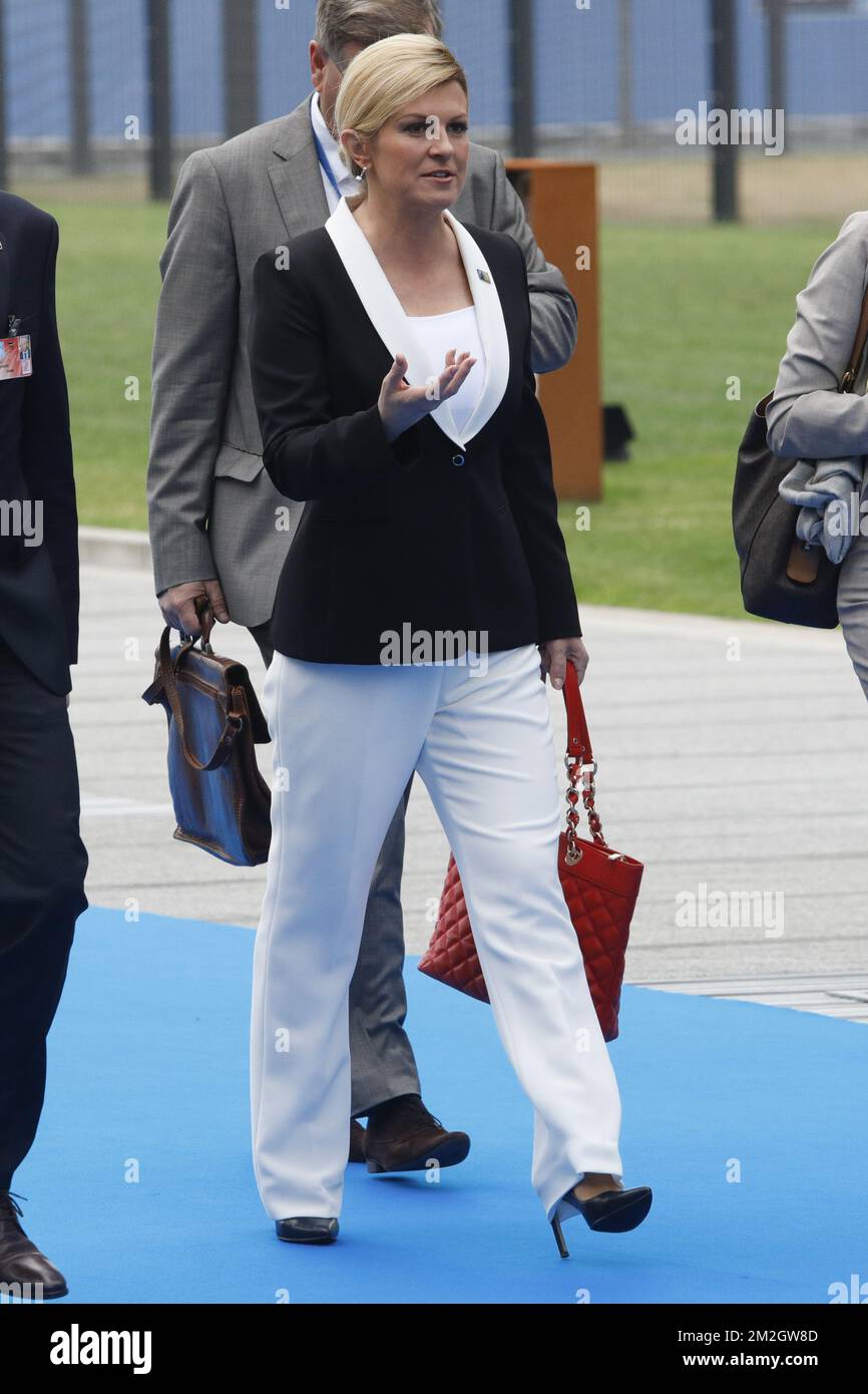 Croatia President Kolinda Grabar-Kitarovic pictured at the arrivals on ...