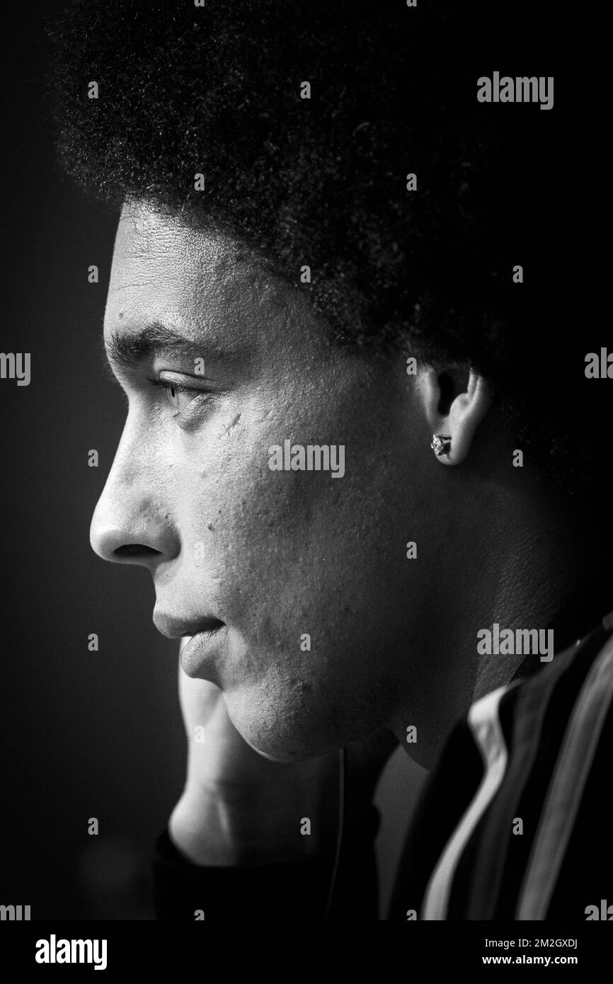 Belgium's Axel Witsel pictured during a press conference of Belgian national soccer team the Red Devils, in Saint-Petersburg, Russia, Friday 13 July 2018. On Saturday the Devils will meet England in the Third place play-off of the FIFA World Cup 2018. BELGA PHOTO LAURIE DIEFFEMBACQ Stock Photo
