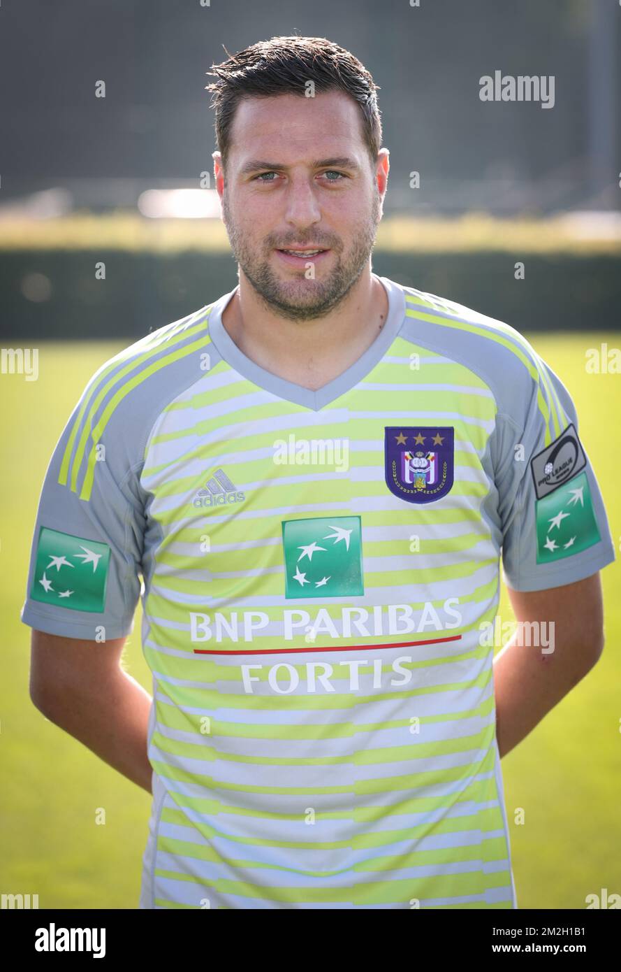 Anderlecht's goalkeeper Frank Boeckx poses for the 2018-2019 season photo shoot of Belgian first league soccer team Sporting Anderlecht, Tuesday 17 July 2018 in Brussels. BELGA PHOTO VIRGINIE LEFOUR Stock Photo