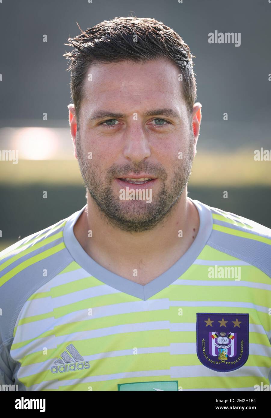 Anderlecht's goalkeeper Frank Boeckx poses for the 2018-2019 season photo shoot of Belgian first league soccer team Sporting Anderlecht, Tuesday 17 July 2018 in Brussels. BELGA PHOTO VIRGINIE LEFOUR Stock Photo
