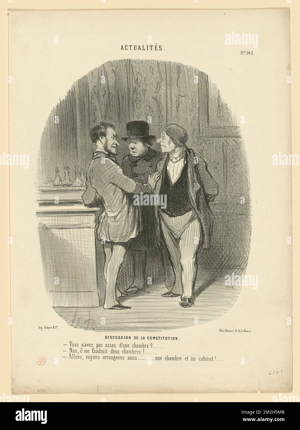 Discussion de la consitution. Honoré Daumier (1808-1879). Lithographs Stock Photo