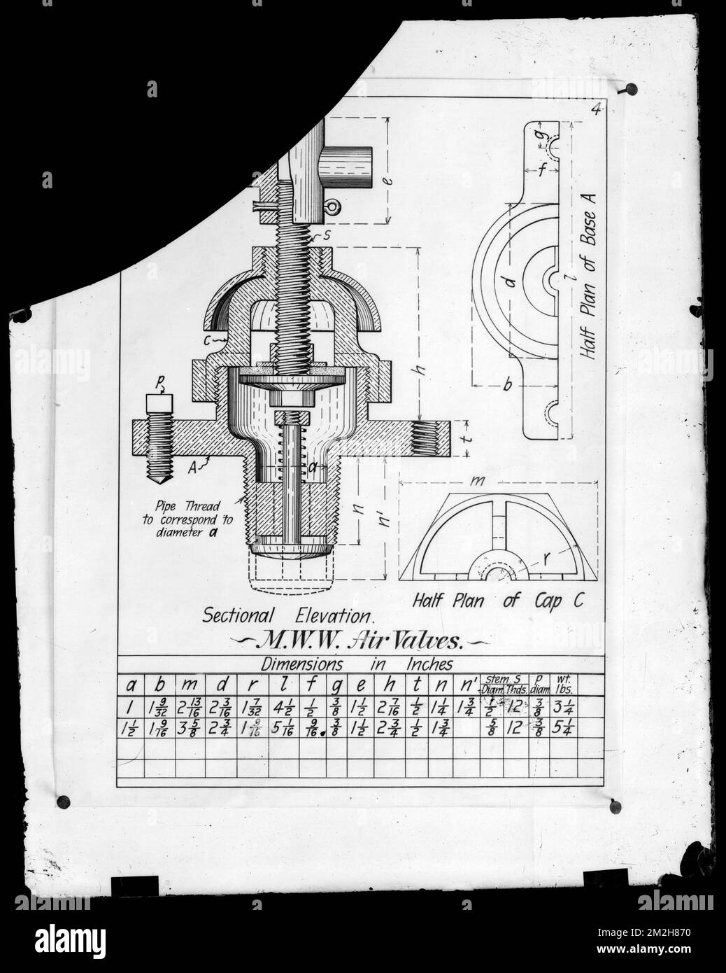 Distribution Department, air valves, engineering plan, Mass., ca. 1895