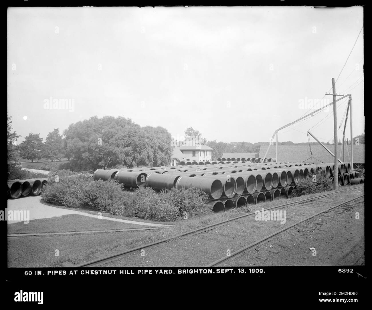 Distribution Department, Chestnut Hill Pipe Yard, 60inch pipes, Brighton, Mass., Sep. 13, 1909