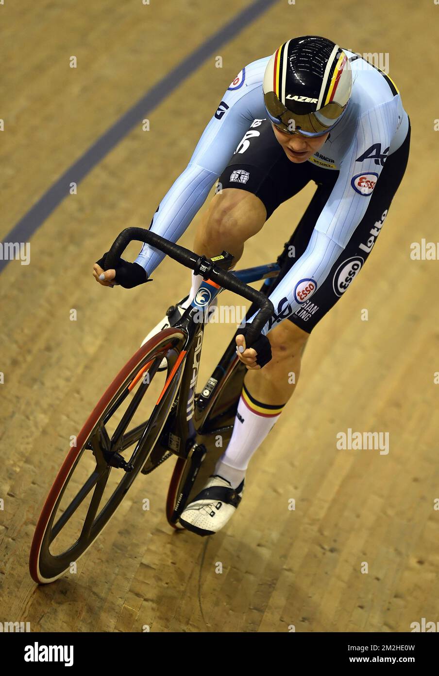 Belgian cyclist Jolien D'hoore on her way to win the bronze medal in