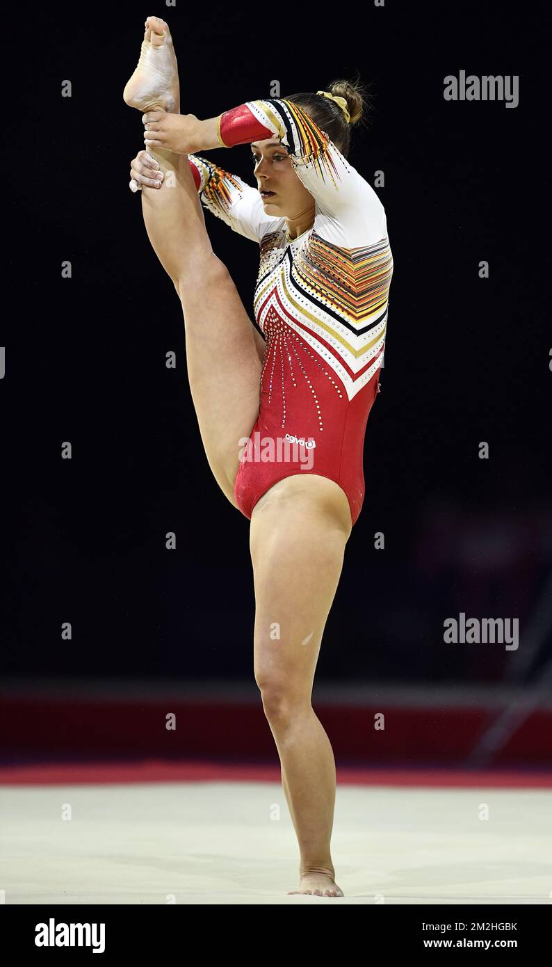 Belgian gymnast Axelle Klinckaert pictured in action during the women's