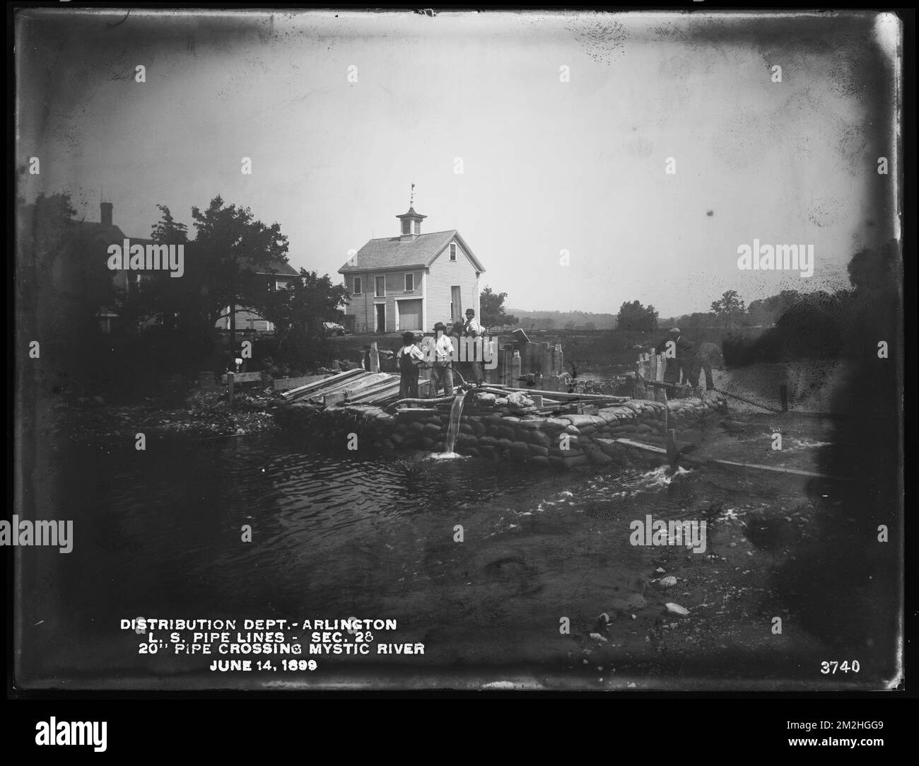 Distribution Department, Low Service Pipe Lines, 20inch pipe crossing at Mystic River, Section