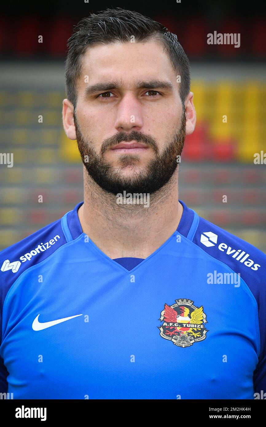 Tubize's goalkeeper Theo Defourny pictured during the 2018-2019 season photo shoot of Belgian 1B Proximus league soccer team AFC Tubize, Wednesday 08 August 2018 in Tibize. BELGA PHOTO DAVID STOCKMAN Stock Photo