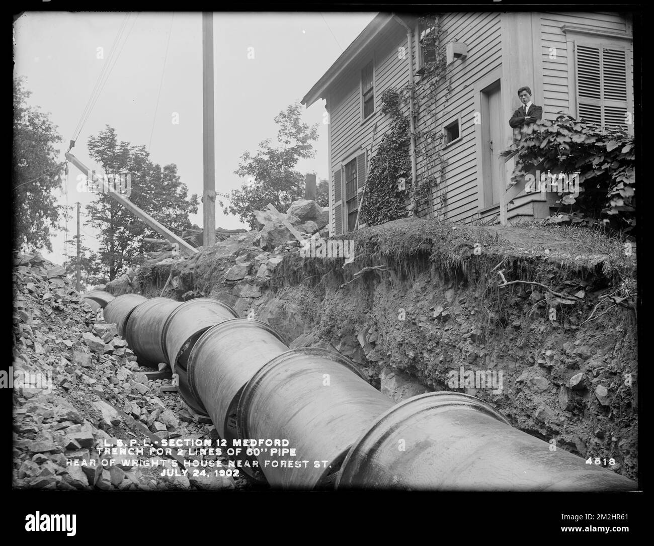 Distribution Department, Low Service Pipe Lines, Section 12, trench for