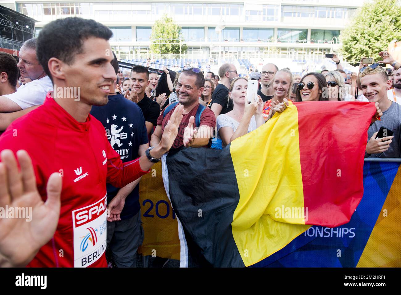 Belgian athlete Kevin Borlee and Belgian athlete Camille Laus pictured