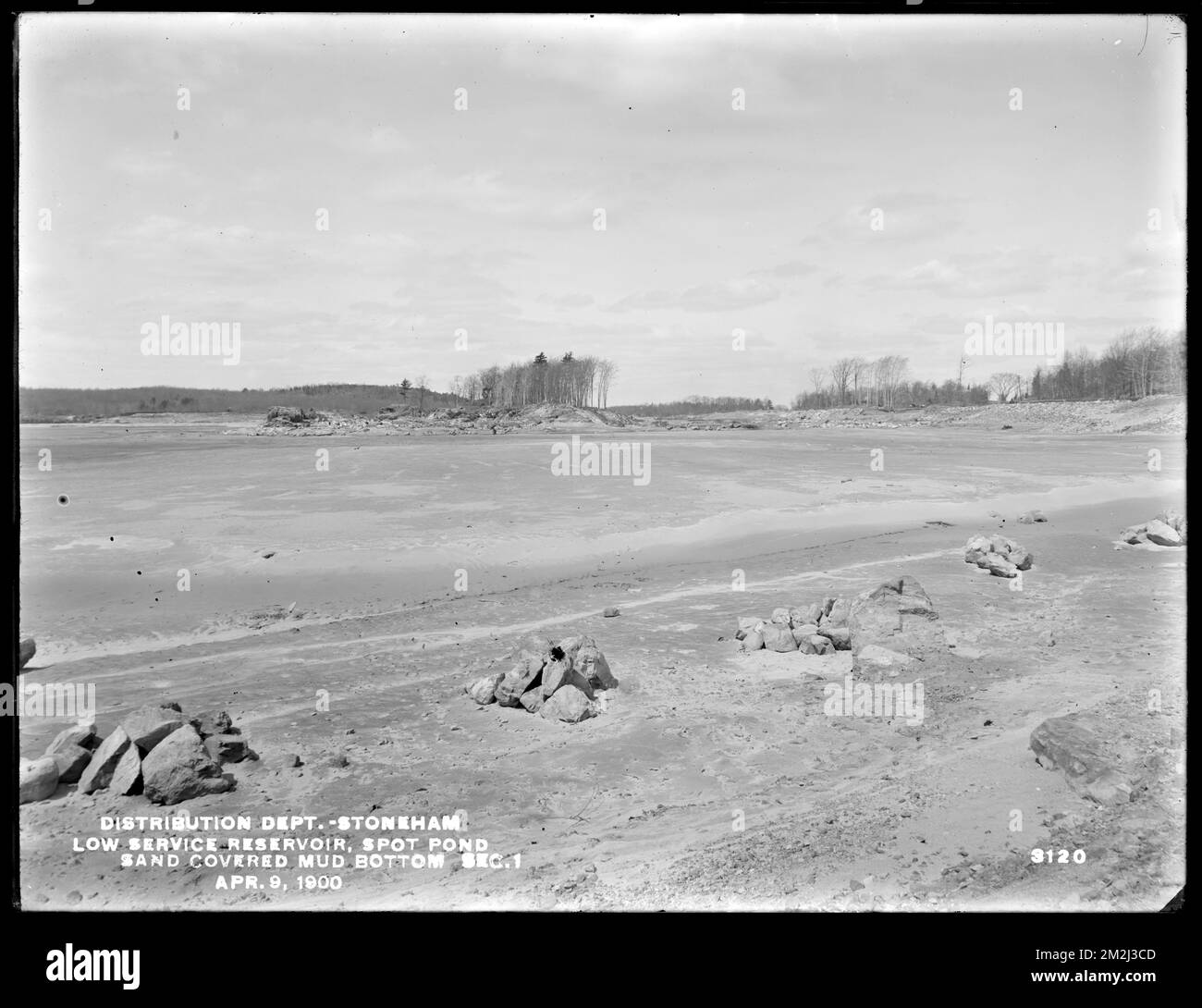 Distribution Department, Low Service Spot Pond Reservoir, sand covered