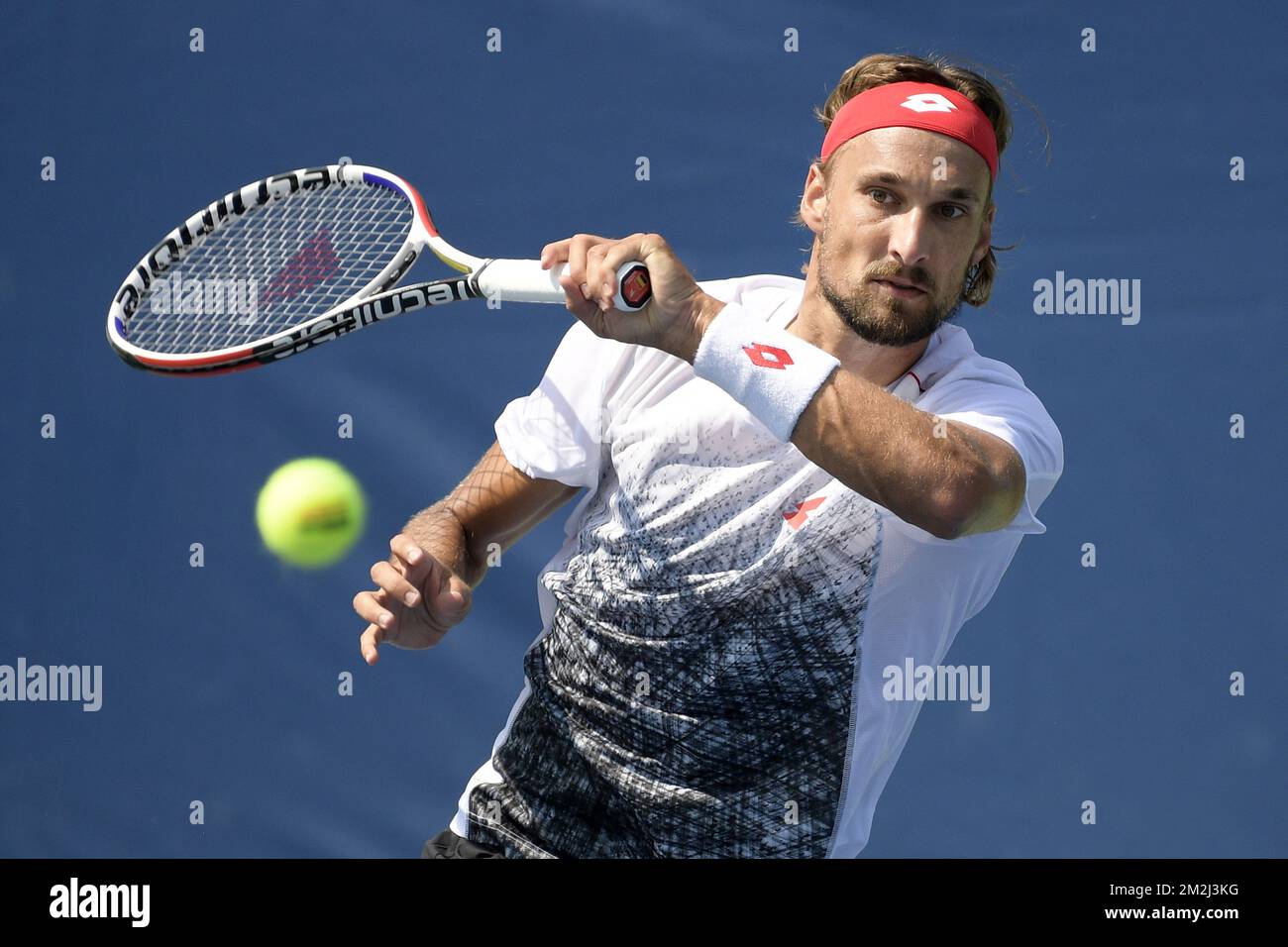 Belgian Ruben Bemelmans pictured in action during his last round  qualification match before the start of the 118th US Open Grand Slam tennis  tournament, at Flushing Meadow, in New York City, USA,