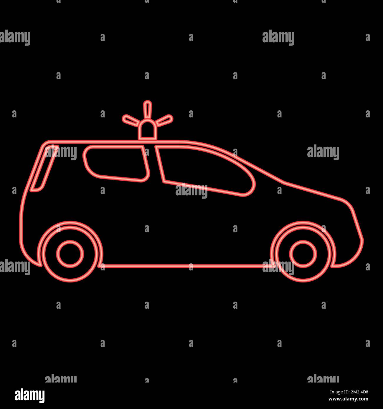 Neon security car Police car Car with siren red color vector