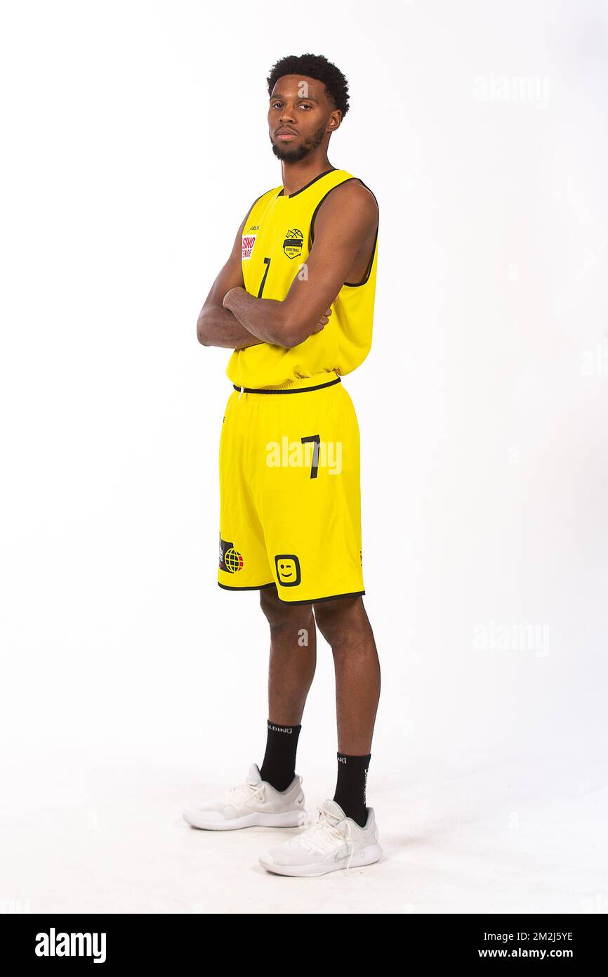 Oostende's Loic Schwartz poses for the photographer during a photoshoot