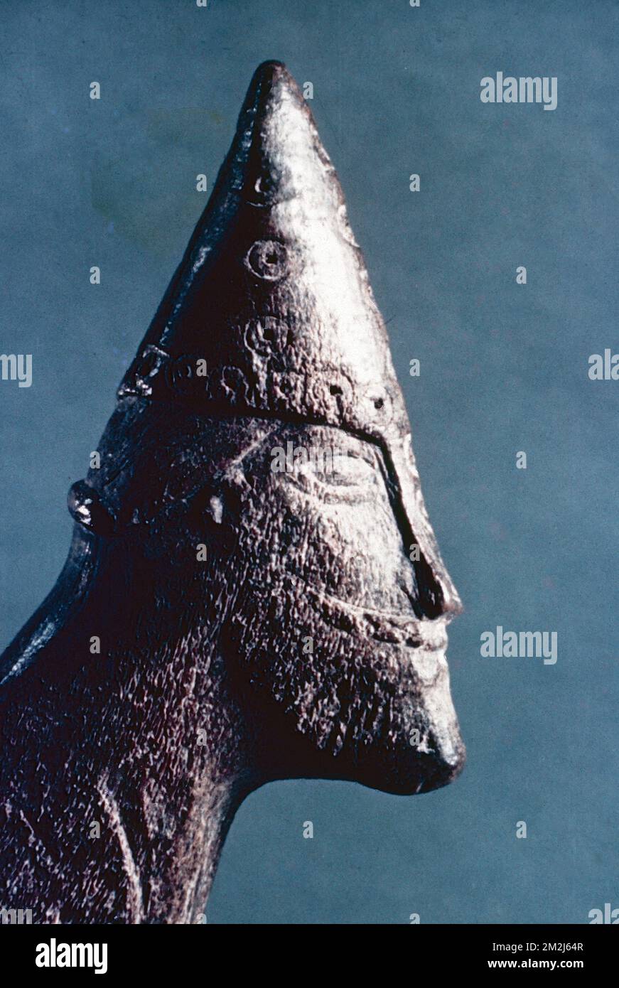 Warrior's head of horn from Sigtuna, 12th Century, History Museum, Sweden 1950s Stock Photo
