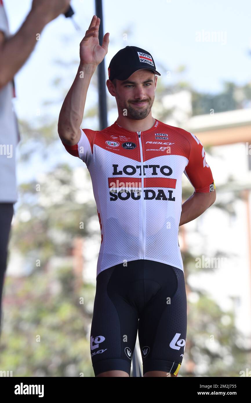 Belgian Victor Campenaerts of Lotto Soudal pictured during the fourth stage of the Vuelta, Tour of Spain cycling race, 161,4km from Velez-Malaga to the 'Sierra de la Alfaguara' mountain range in Alfacar, Spain, Tuesday 28 August 2018. BELGA PHOTO YUZURU SUNADA FRANCE OUT Stock Photo