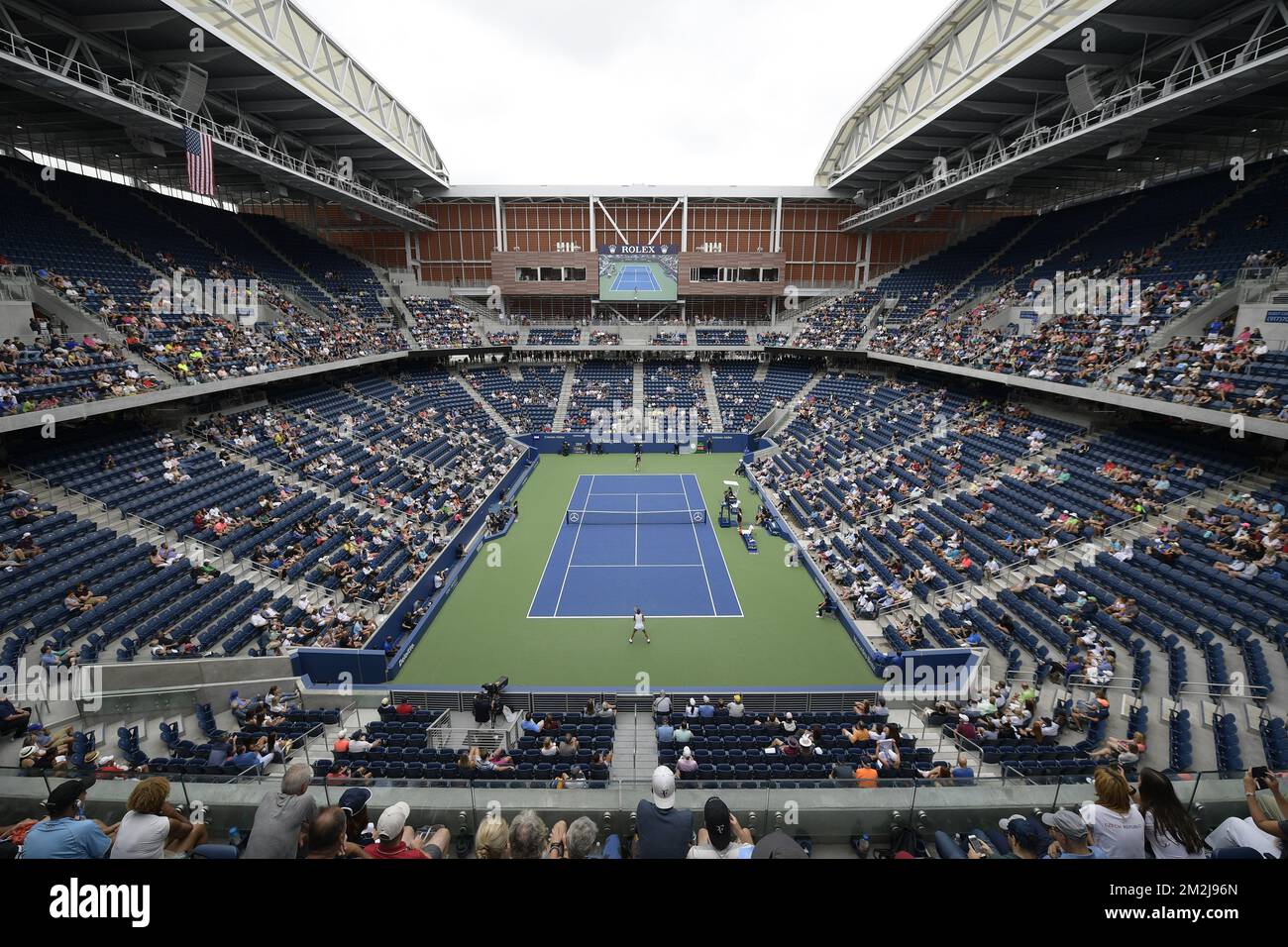 Illustration picture shows the Louis Armstrong Stadium during a tennis match between Belgian Elise Mertens (WTA 15) and Czech Barbora Strycova (WTA 23), in the third round of the women's singles tournament, at the 118th US Open Grand Slam tennis tournament, at Flushing Meadow, in New York City, USA, Friday 31 August 2018. BELGA PHOTO YORICK JANSENS Stock Photo