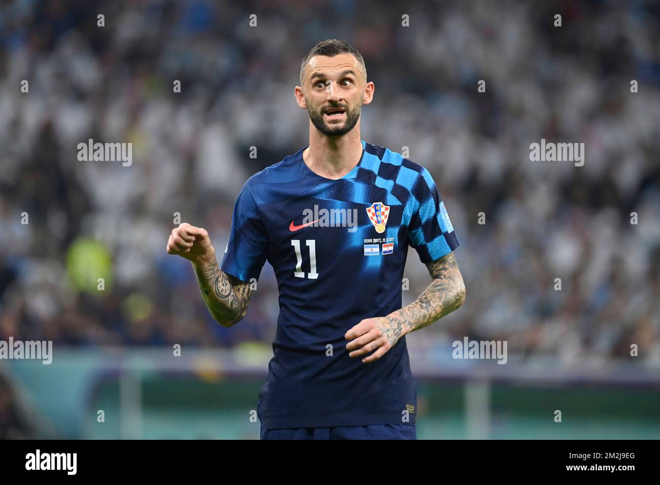Marcelo BROZOVIC (CRO), gesture, gives instructions, action, single image, cropped single motif, half figure, half figure. Semi-final, semi-final game 61, Argentina (ARG) - Croatia (CRO) 3-0 on December 13th, 2022, Lusail Stadium Football World Cup 20122 in Qatar from November 20th. - 18.12.2022 ? Stock Photo