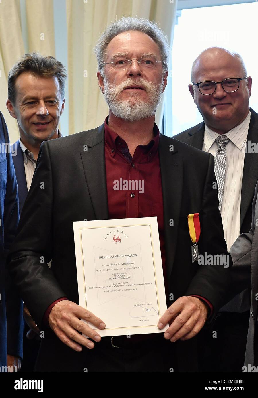 Gauthier Louppe pictured during the award ceremony for the 'Merites Wallons' by the Walloon Government at the Elysette, in Jambes, Namur, Thursday 13 September 2018. BELGA PHOTO ERIC LALMAND Stock Photo