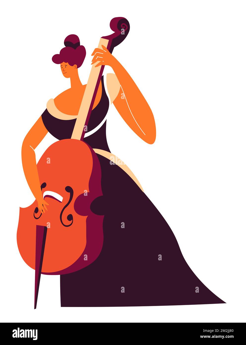 Cello player with violoncello, classic music performer vector Stock Vector