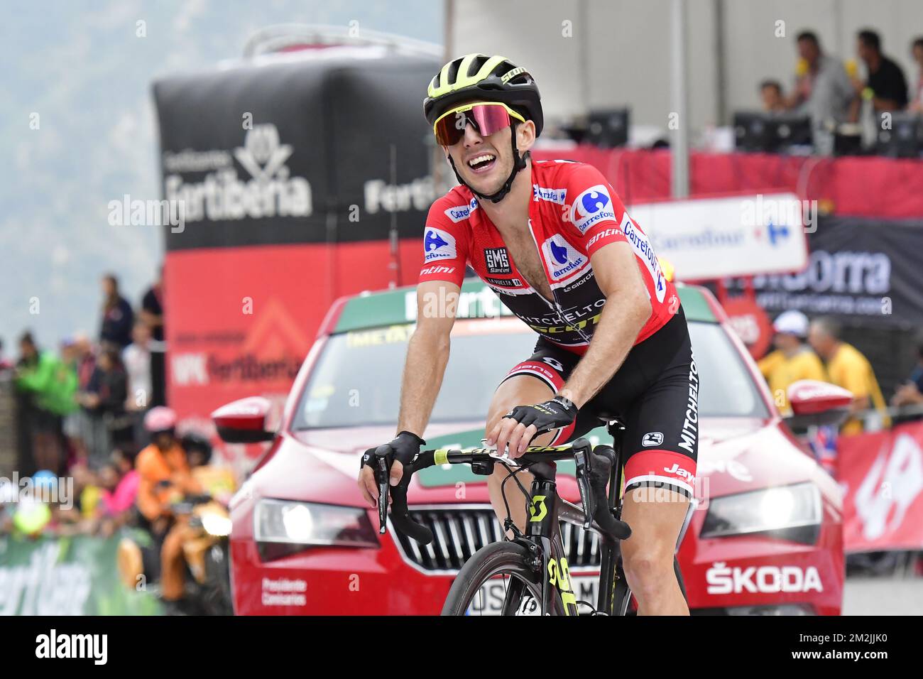 Britain's Simon Yates of Mitchelton - Scott pictured at the 20th stage of the 'Vuelta a Espana', Tour of Spain cycling race, 97,3km from Escaldes-Engordany to Sant-Julia de Loria, Spain, Saturday 15 September 2018. BELGA PHOTO YUZURU SUNADA FRANCE OUT Stock Photo