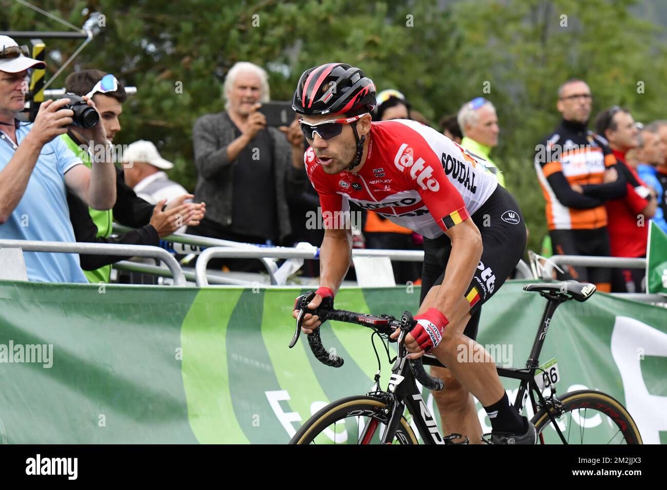 Belgian Maxime Monfort of Lotto Soudal rides the 20th stage of the 'Vuelta a Espana', Tour of Spain cycling race, 97,3km from Escaldes-Engordany to Sant-Julia de Loria, Spain, Saturday 15 September 2018. BELGA PHOTO YUZURU SUNADA FRANCE OUT Stock Photo
