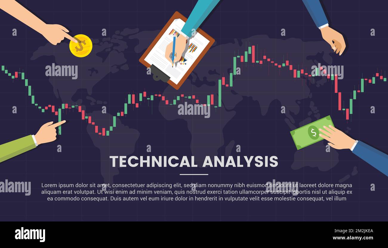 technical analysis concept with candlestick and people hand view from ...