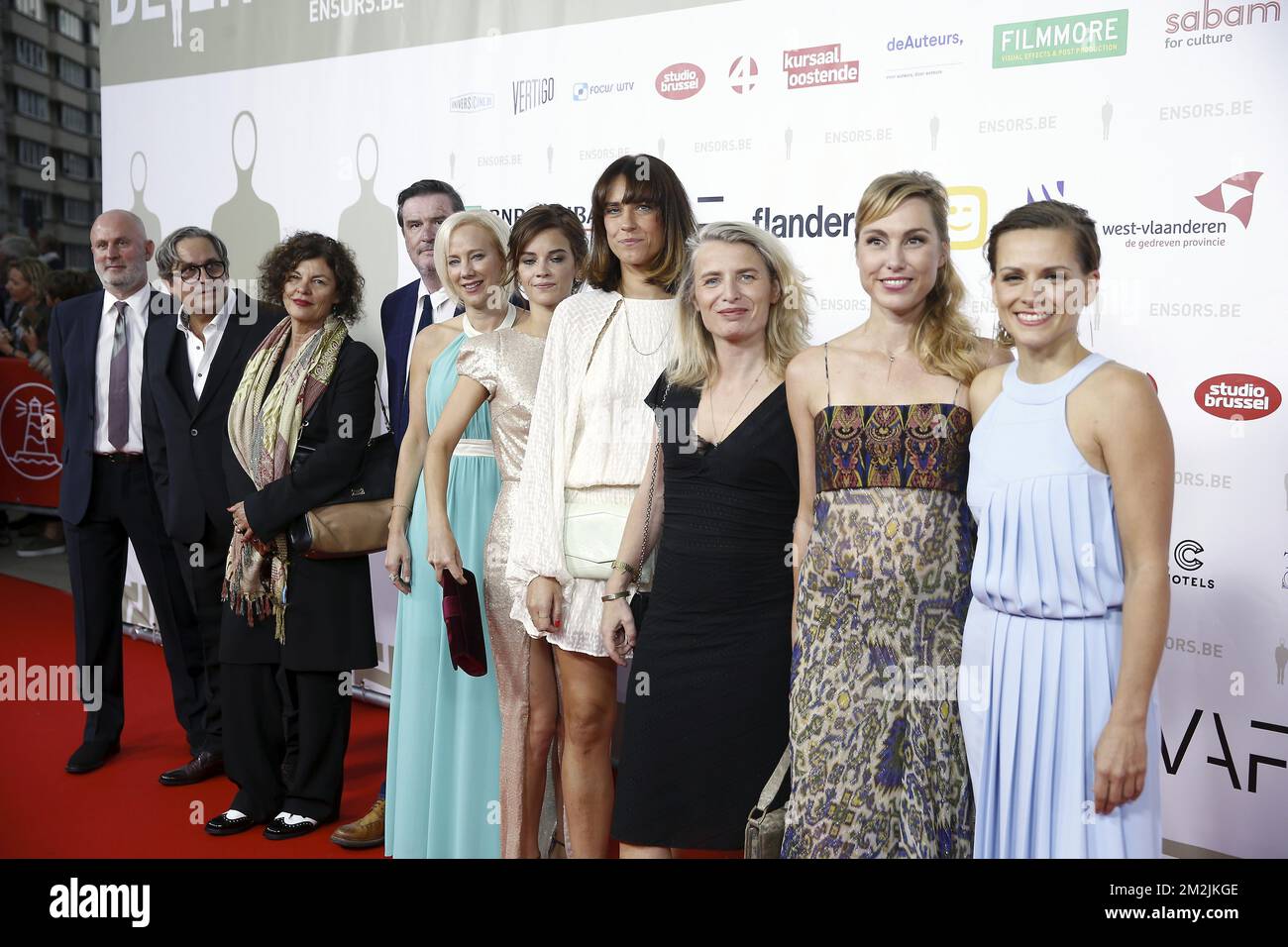 The cast en crew of Tabula Rasa pictured during the award ceremony of the Ensors Flemish film prizes on the closing day of the 12th edition of the Oostende Film festival, Saturday 15 September 2018. BELGA PHOTO NICOLAS MAETERLINCK Stock Photo