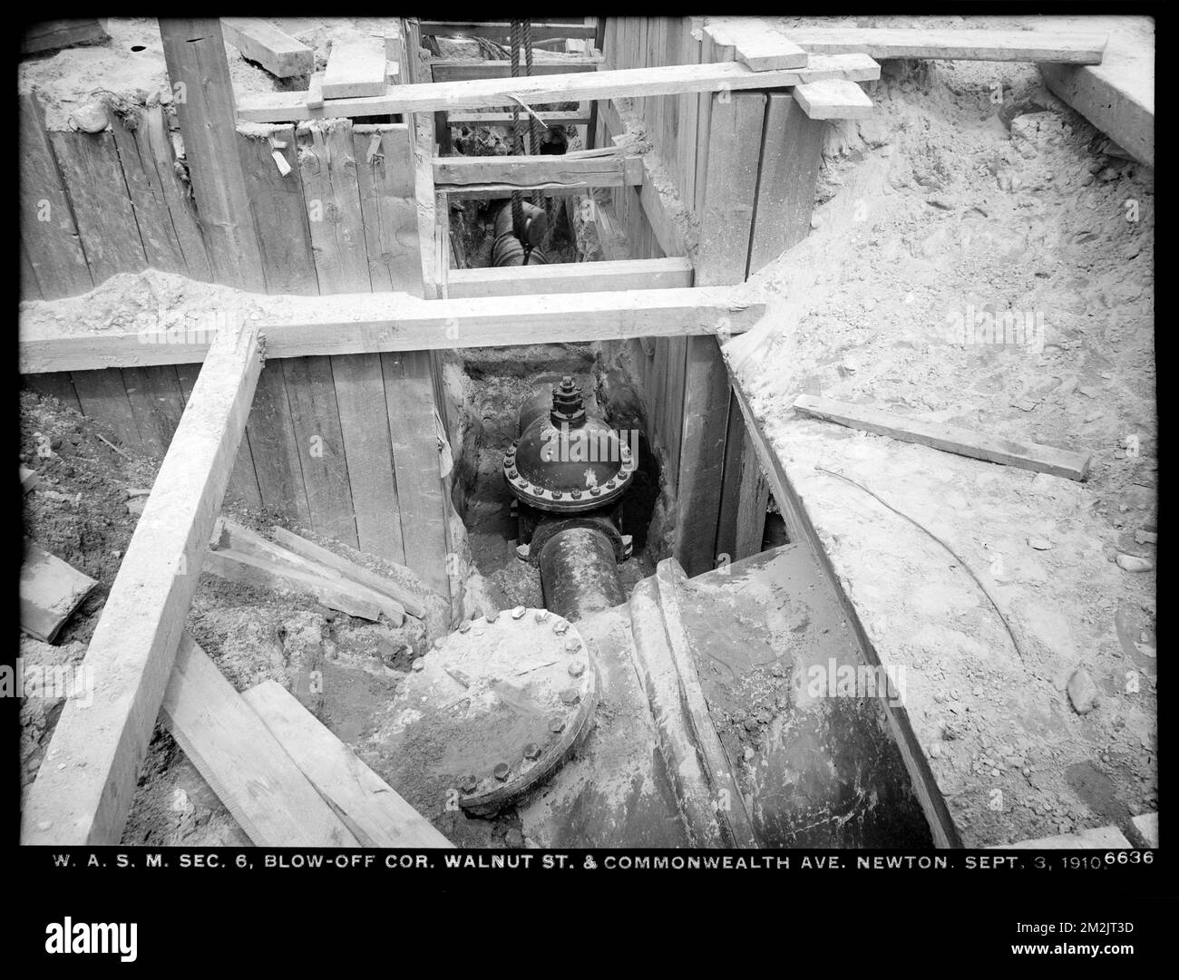 Water Works Section Distribution Department, Weston Aqueduct Supply Mains, Section 6, blow ...
