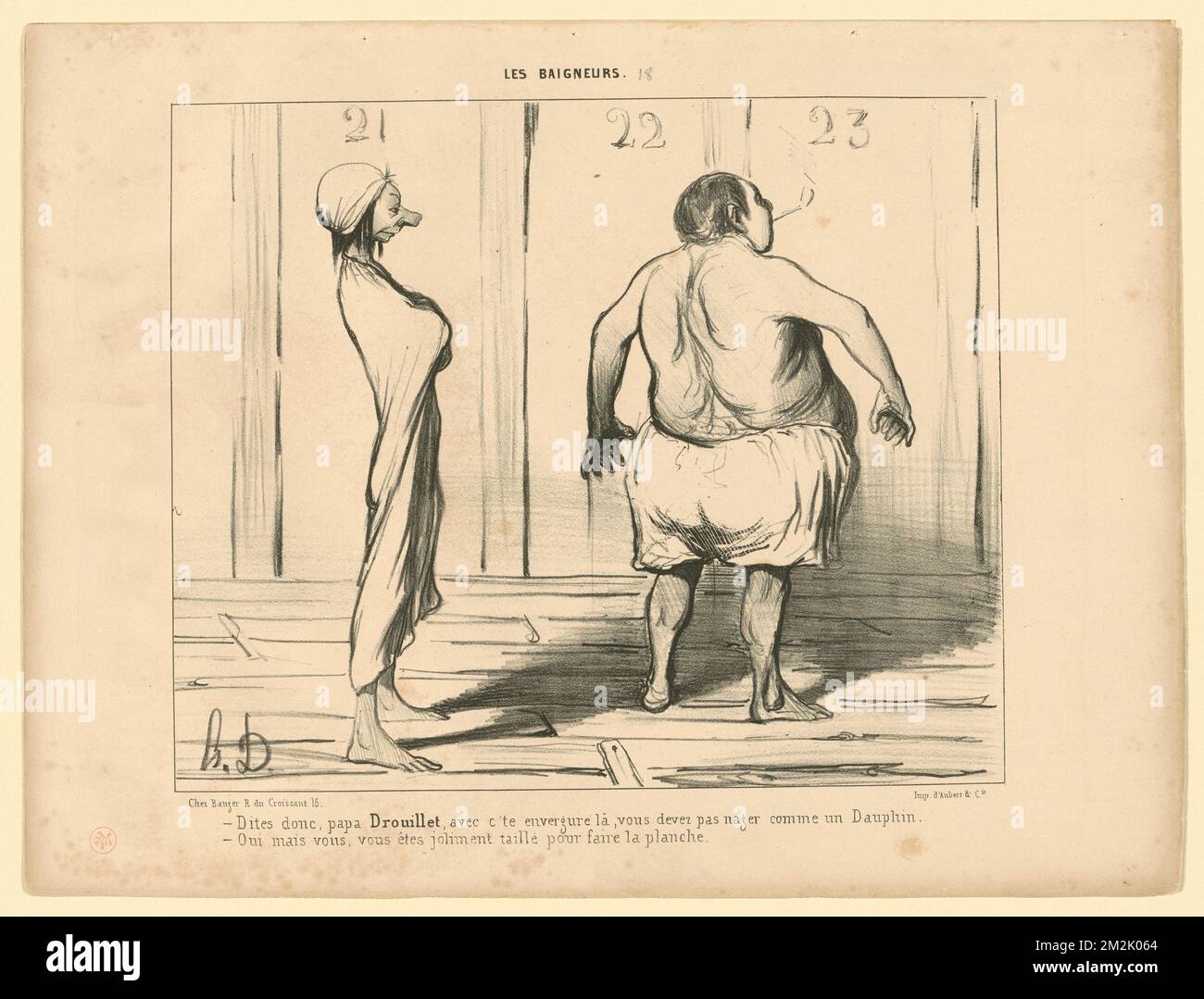 Dites donc, papa Drouillet, avec c'te envergure.... Honoré Daumier (1808-1879). Lithographs Stock Photo