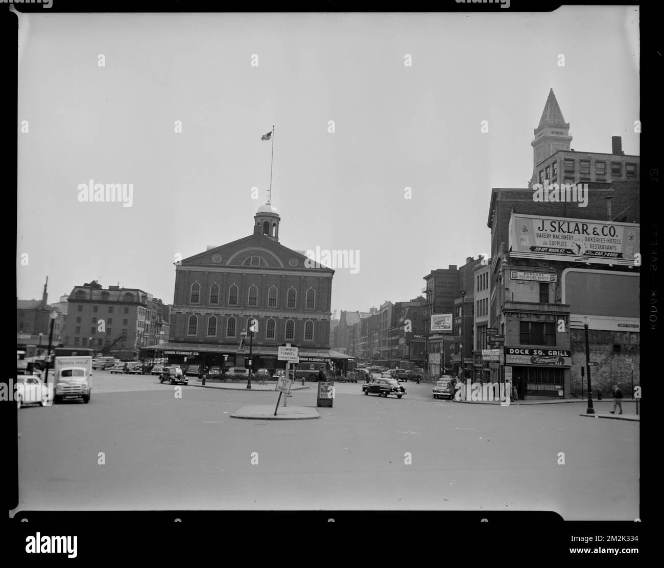 Dock Square. Faneuil Hall Square , Plazas, Cities & towns, Streets, Faneuil Hall Boston, Mass..  Leon Abdalian Collection Stock Photo