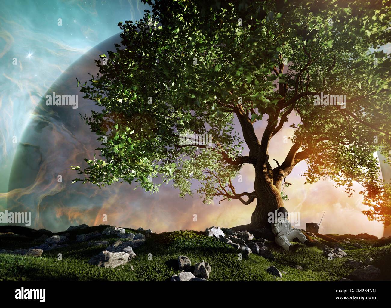 Astronauts on alien planet, 3D illustration Stock Photo - Alamy