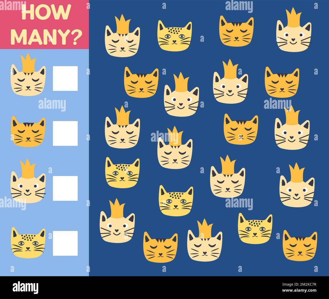 How many Cat, game for children. How many are they game. Count the Cats