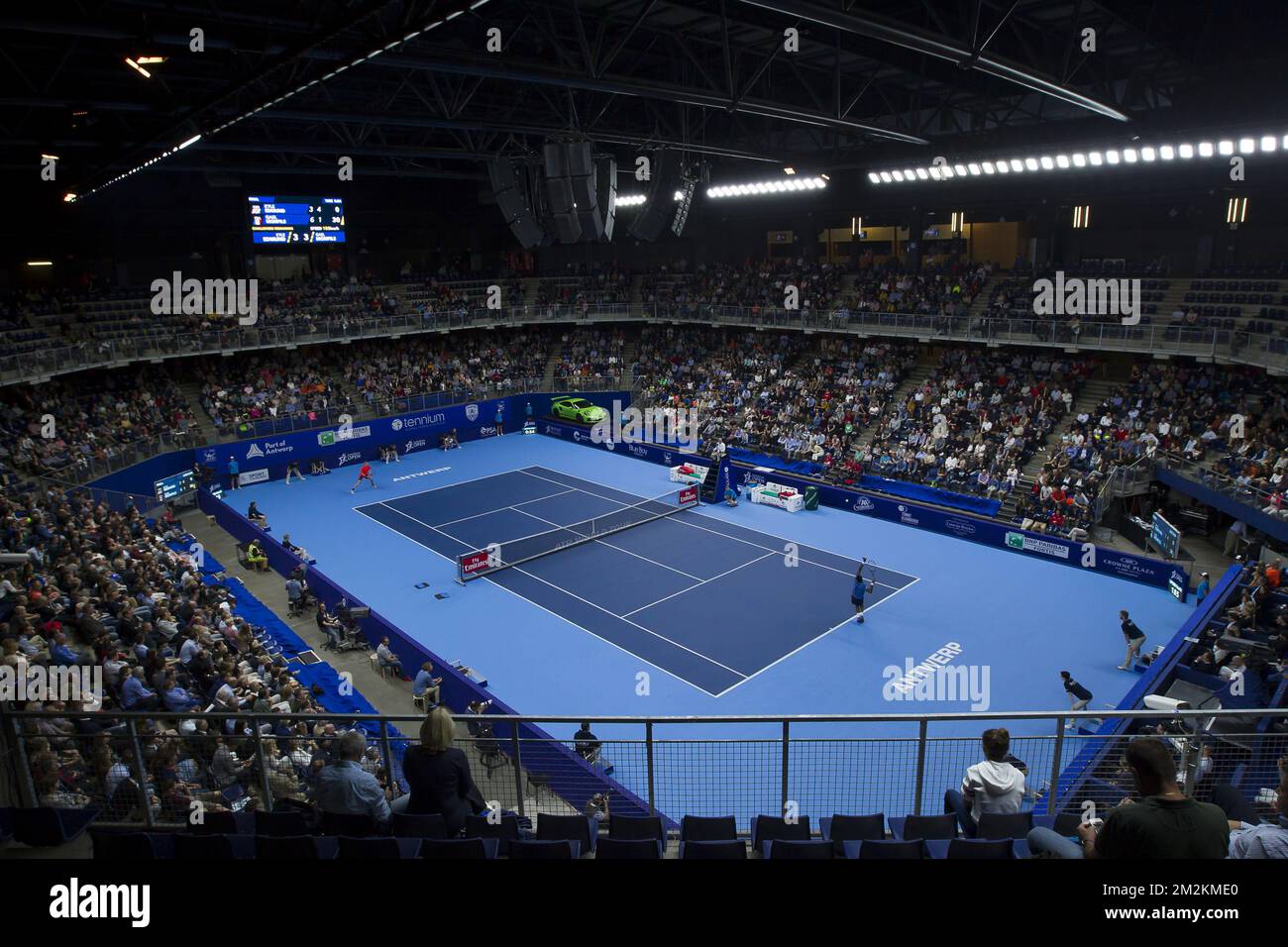 Illustration picture shows the Lotto Arena during a tennis game between French Gael Monfils (ATP-38) and British Kyle Edmund (ATP-15), the final of the 'European Open' hard court tennis tournament in Antwerp, Sunday 21 October 2018. BELGA PHOTO KRISTOF VAN ACCOM Stock Photo