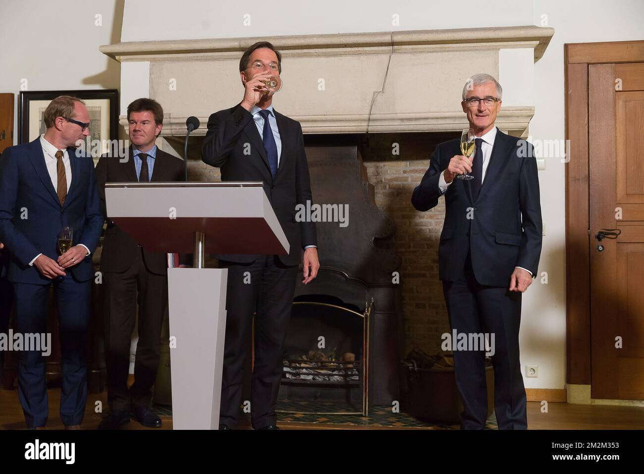 Prime Minister of the Netherlands Mark Rutte and Flemish Minister-President  Geert Bourgeois pictured during a