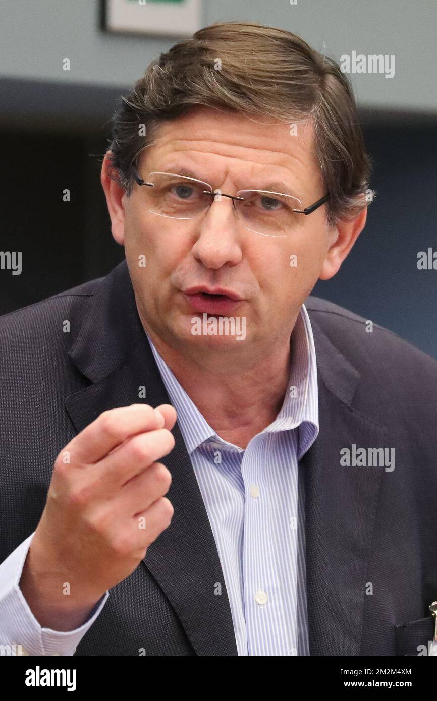 IPM group CEO Francois Le Hodey delivers a speech at a joint session of  Media and Economy commissions, at the Walloon Parliament in Namur, Thursday  08 November 2018. The commission will discuss