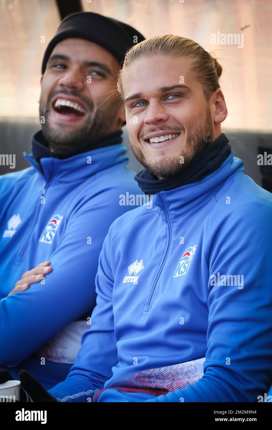 Iceland's Rurik Gislason pictured at the start of a training session of Iceland national soccer team, in Brussels, Wednesday 14 November 2018. Iceland will play tomorrow Belgium in the Nation League competition. BELGA PHOTO VIRGINIE LEFOUR Stock Photo