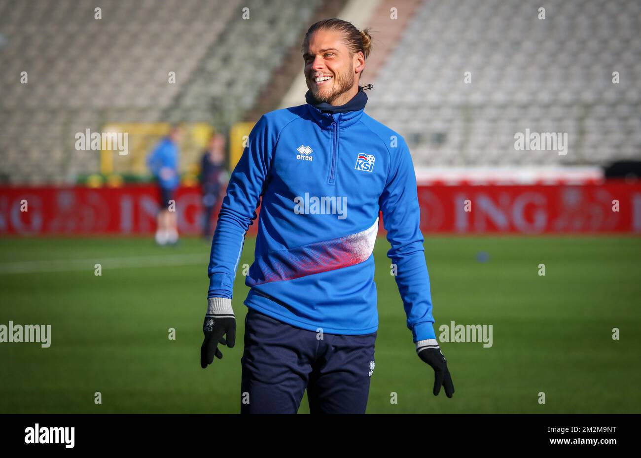 Iceland's Rurik Gislason pictured during a training session of Iceland national soccer team, in Brussels, Wednesday 14 November 2018. Iceland will play tomorrow Belgium in the Nation League competition. BELGA PHOTO VIRGINIE LEFOUR Stock Photo