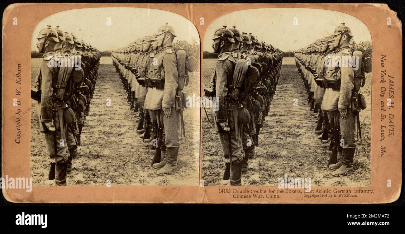 Double trouble for the Boxers, East Asiatic German Infantry, Chinese War, China. , Soldiers, Troop movements, China, History, Boxer Rebellion, 1899-1901 Stock Photo