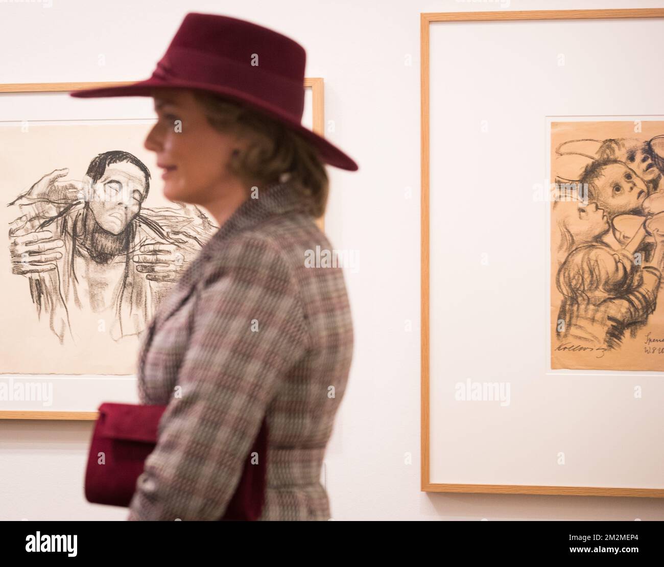 Queen Mathilde of Belgium pictured during a visit to the Museum Kathe Kollwitz during a one day visit of the Belgian royal couple in Berlin, Germany, part of the commemorations for the 100th anniversary of the end of World War One, Friday 23 November 2018. BELGA PHOTO BENOIT DOPPAGNE Stock Photo