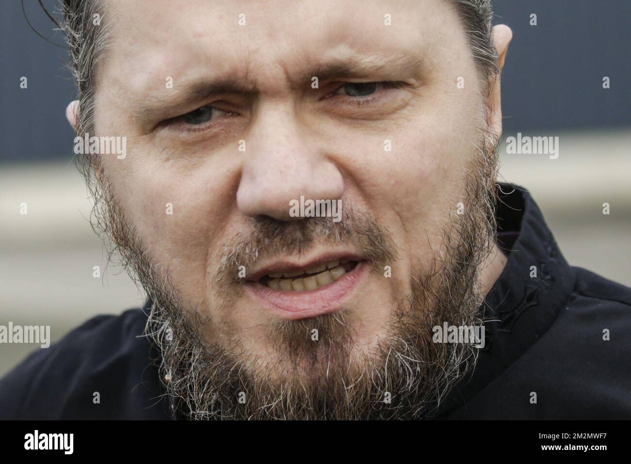 Jean-Louis Denis talks to journalists during the release of Denis from the  prison of Ittre, Saturday 08 December 2018. Muslim convert and preacher  Denis was sentenced for leading a terrorist organization that