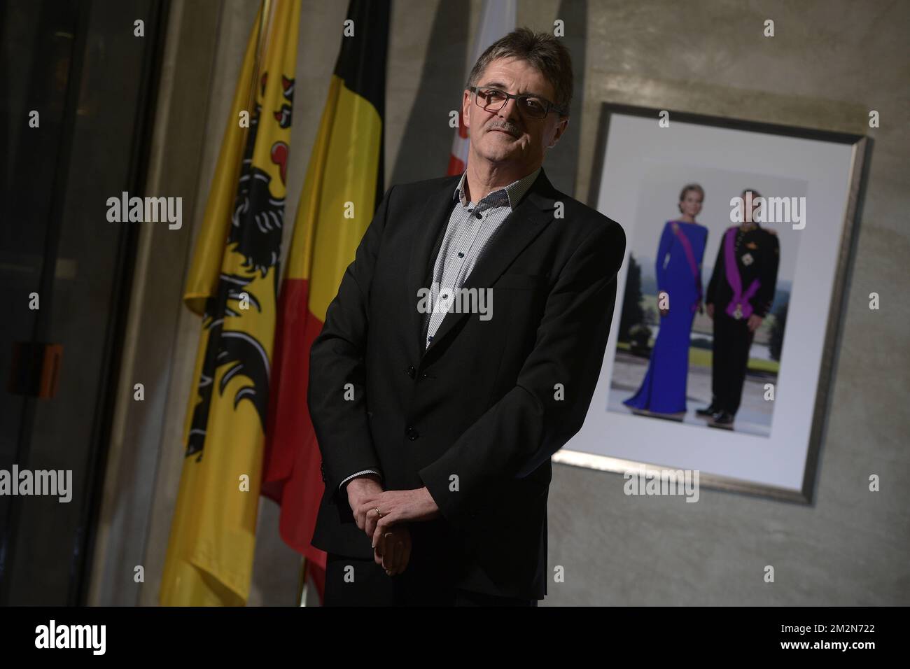 Future Herstappe mayor Leon Lowet poses for the photographer after an oath taking ceremony for the future mayors of several cities in the Limburg province, Wednesday 19 December 2018 in Hasselt. BELGA PHOTO YORICK JANSENS Stock Photo