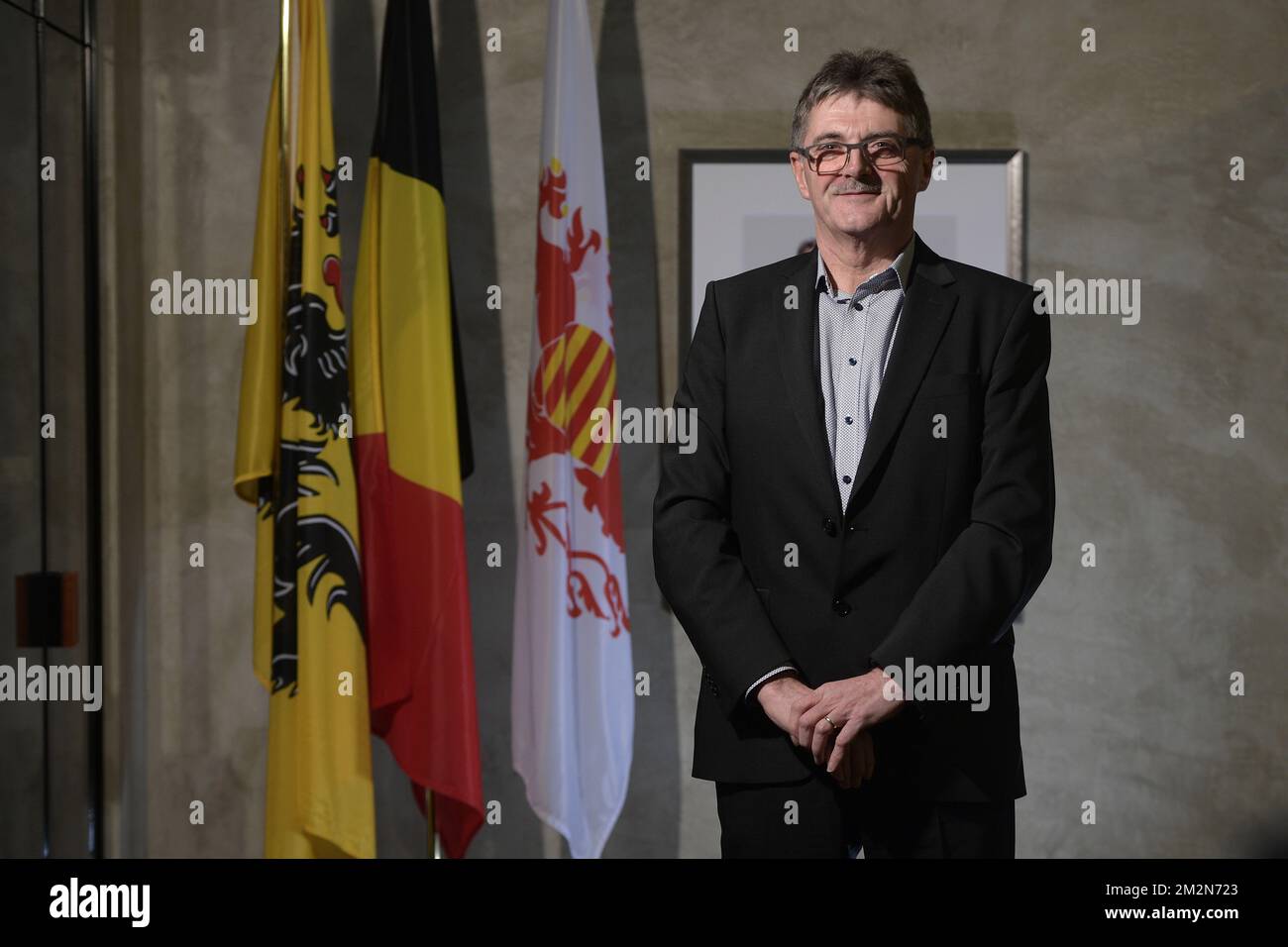 Future Herstappe mayor Leon Lowet poses for the photographer after an oath taking ceremony for the future mayors of several cities in the Limburg province, Wednesday 19 December 2018 in Hasselt. BELGA PHOTO YORICK JANSENS Stock Photo